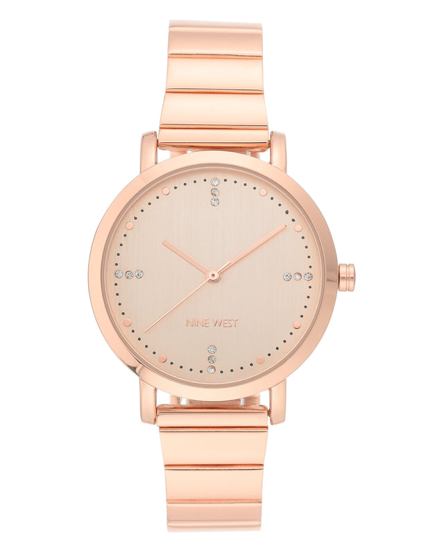 nine west Crystal Accented Stainless Steel Bracelet Watch
