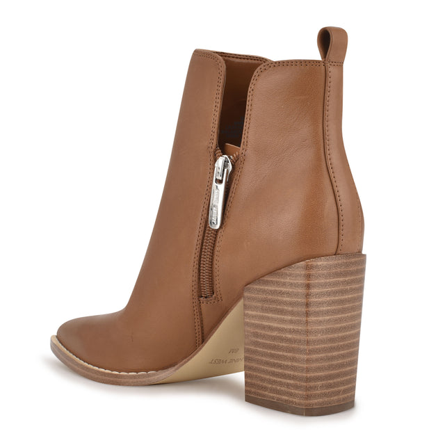Nine West Birds Block Heel Leather Booties