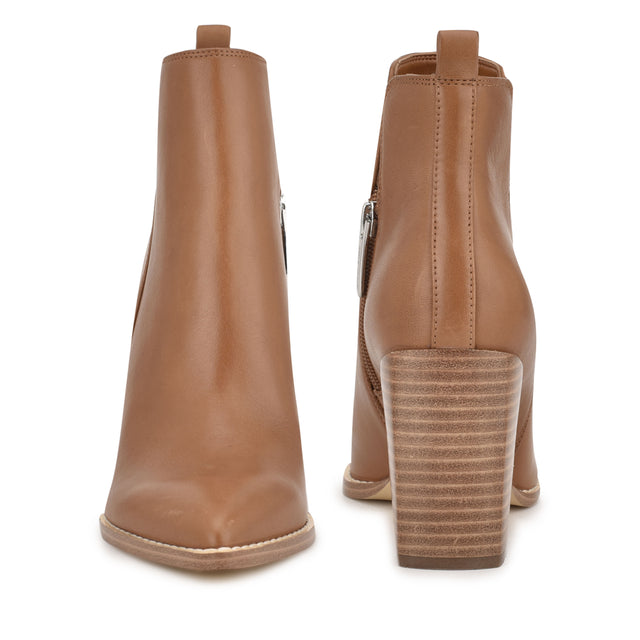 Nine West Birds Block Heel Leather Booties