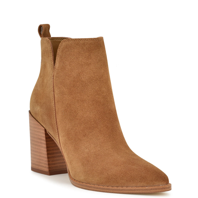 Nine West Birds Block Heel Leather Booties