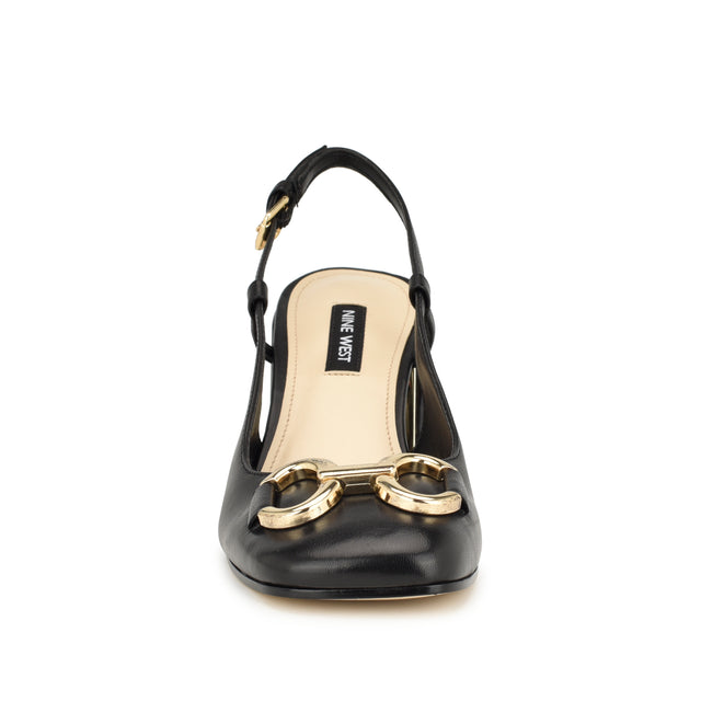 Nine West Cast Leather Block Heel Slingback Pumps