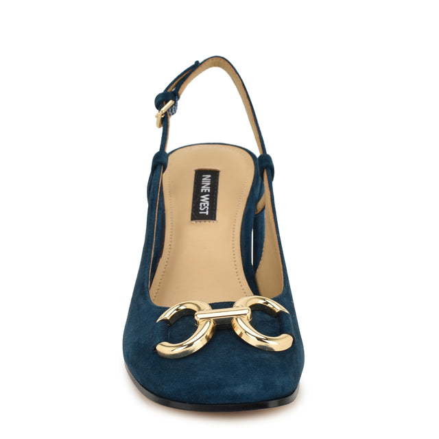 Nine West Cast Leather Block Heel Slingback Pumps