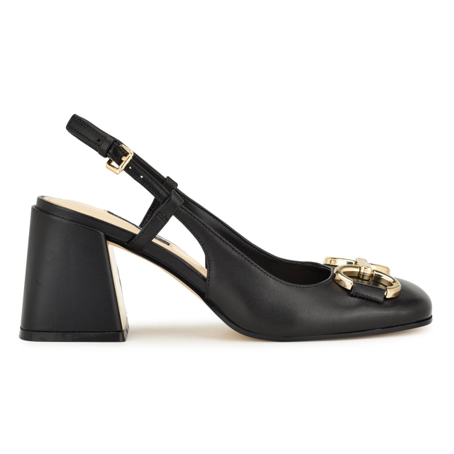 nine west Cast Leather Block Heel Slingback Pumps