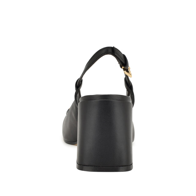 Nine West Cast Leather Block Heel Slingback Pumps