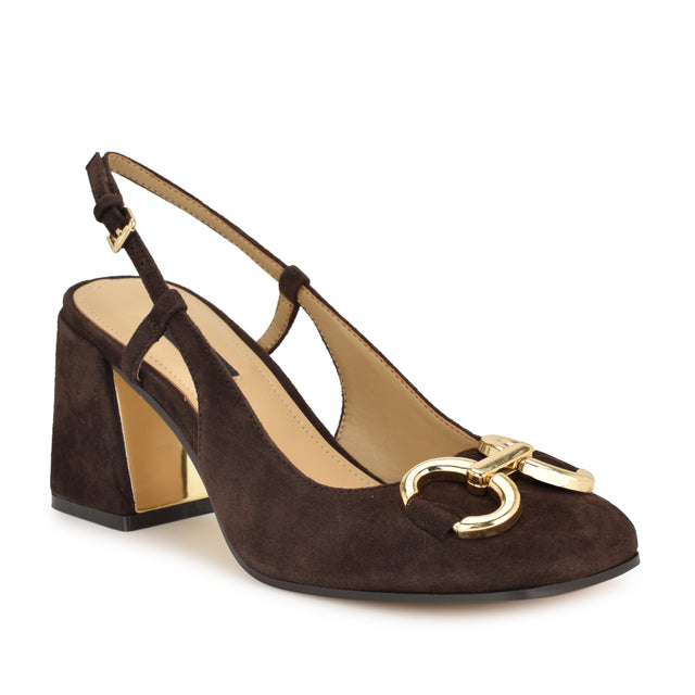 Nine West Cast Leather Block Heel Slingback Pumps