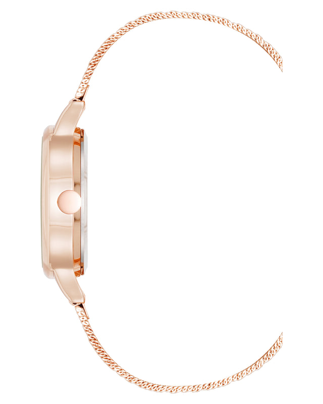 Nine West Crystal Accented Dial Mesh Watch