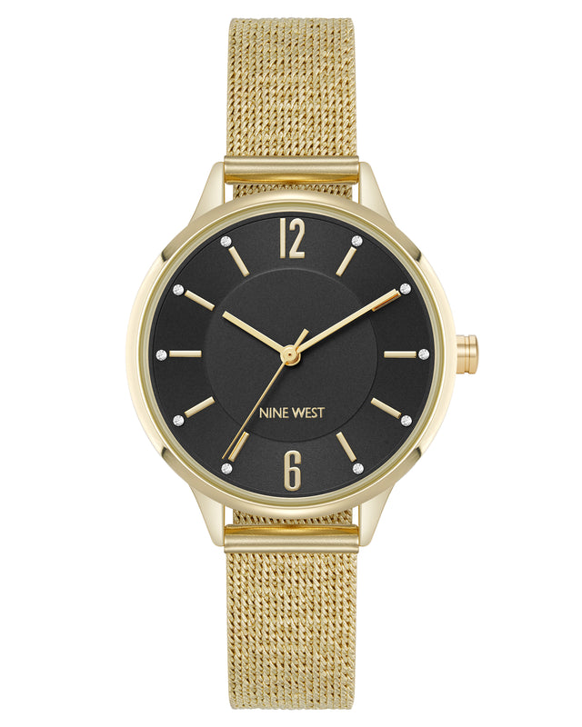 nine west Crystal Accented Dial Mesh Watch