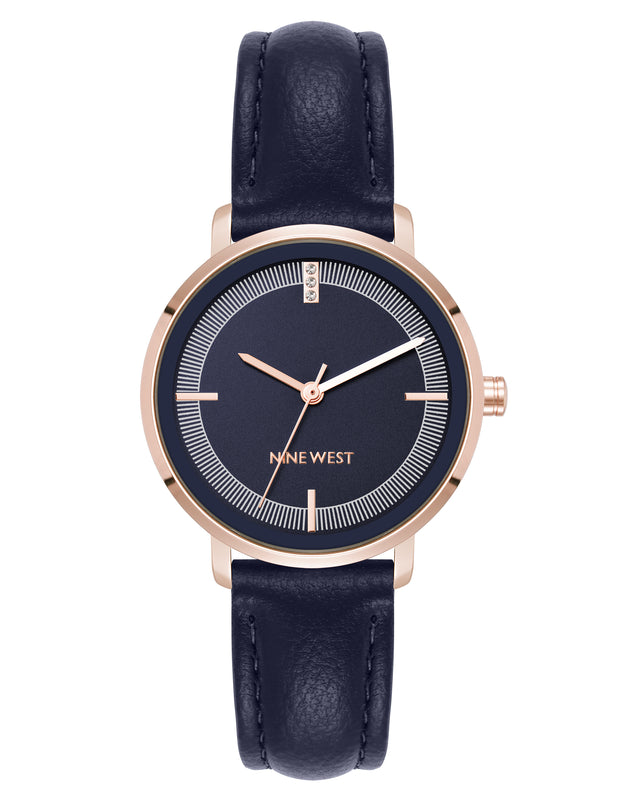 nine west Crystal Accented Dial Strap Watch