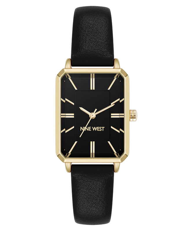 nine west Elegant Rectangular Case Strap Watch