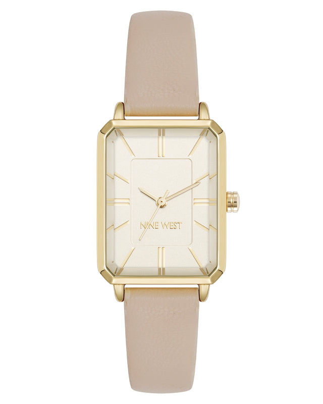 nine west Elegant Rectangular Case Strap Watch