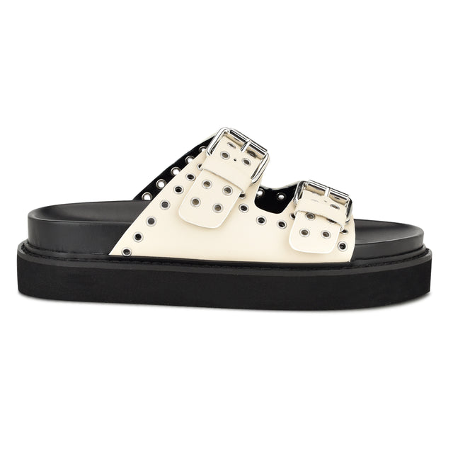 nine west Eleny Buckle Slide Sandals