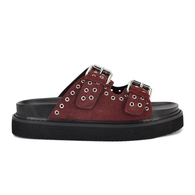 nine west Eleny Buckle Slide Sandals