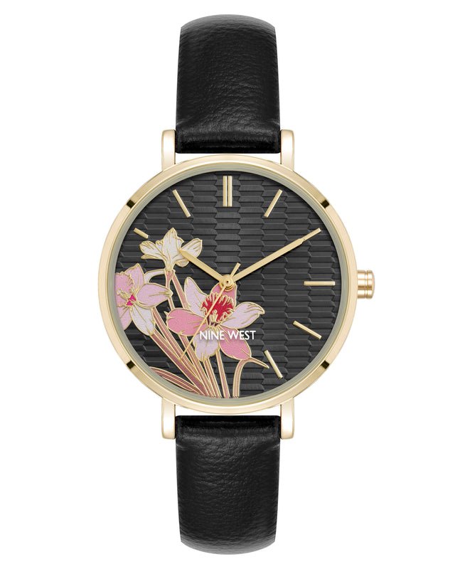 nine west Floral Design Dial Strap Watch