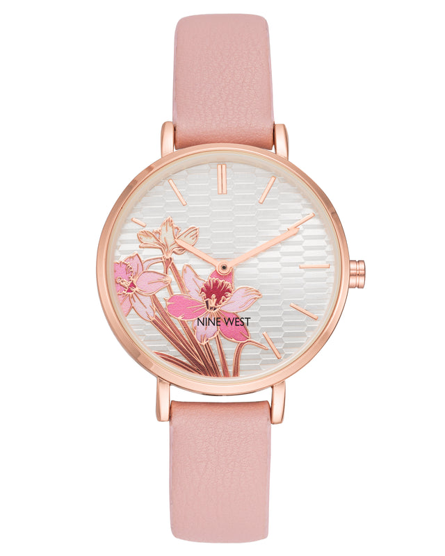 nine west Floral Design Dial Strap Watch