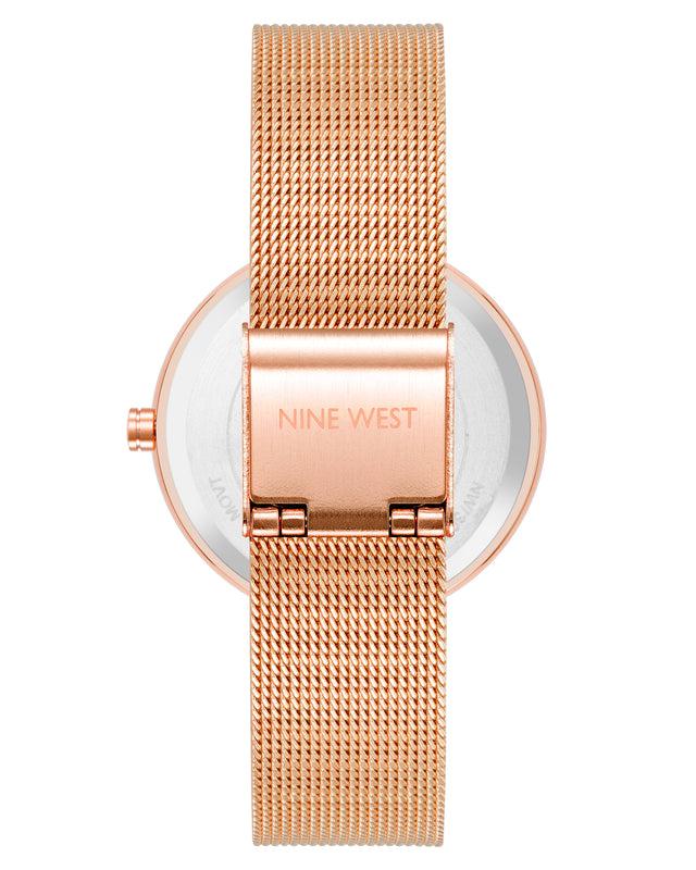 Nine West Floral Dial Mesh Bracelet Watch
