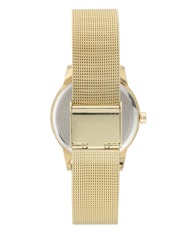 Nine West Floral Dial Mesh Bracelet Watch