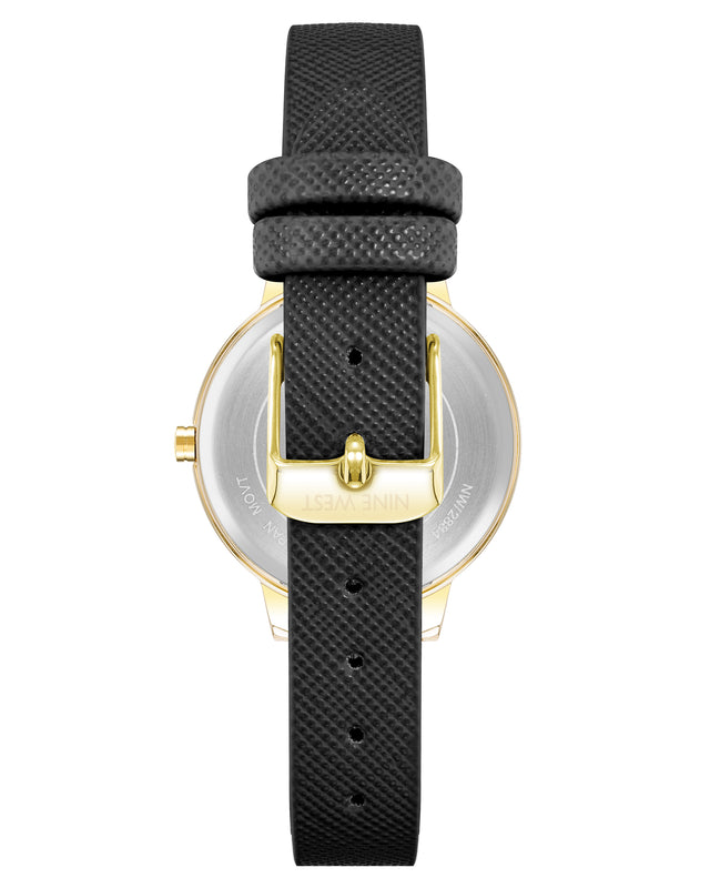 Nine West Floral Dial Saffiano Strap Watch