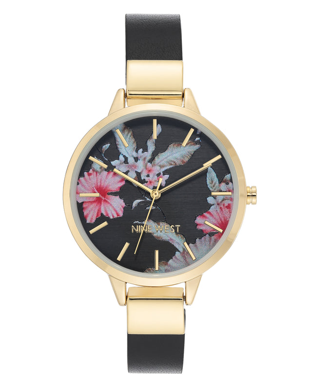 nine west Floral Dial Strap Watch