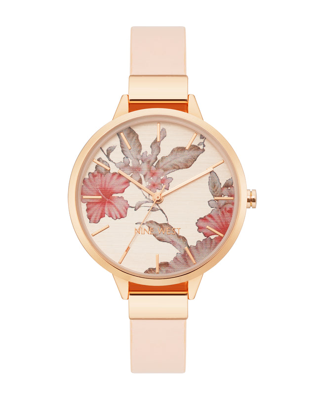 nine west Floral Dial Strap Watch
