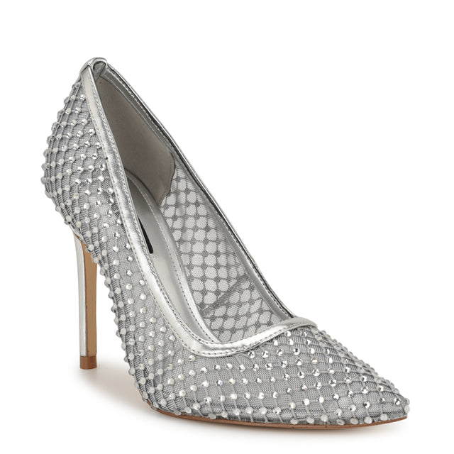 Nine West Freshe Rhinestone Mesh Pumps