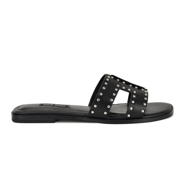 nine west Giny Slip-On Flat Studded Sandals