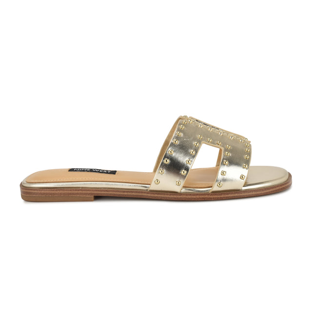 nine west Giny Slip-On Flat Studded Sandals