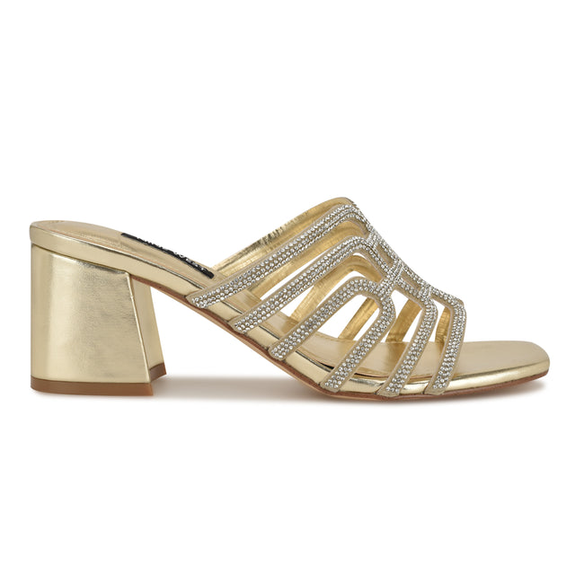 nine west Grassa Block Heel Embellished Sandals