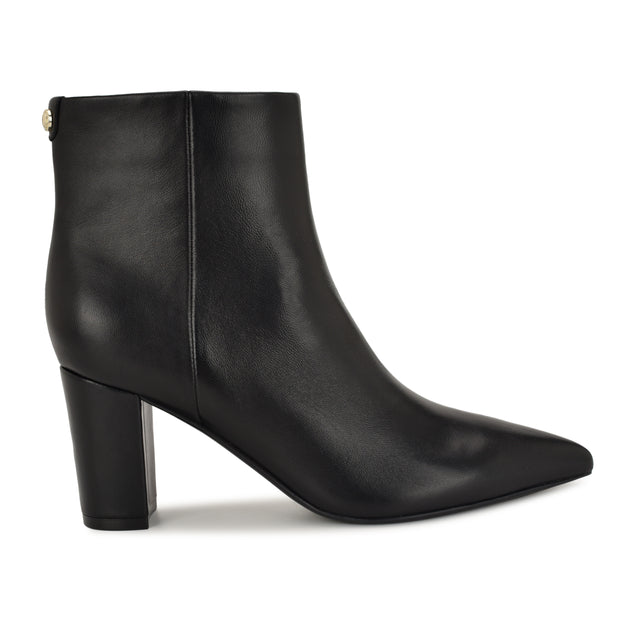 Nine West Lorela 9X9 Block Heel Leather Booties