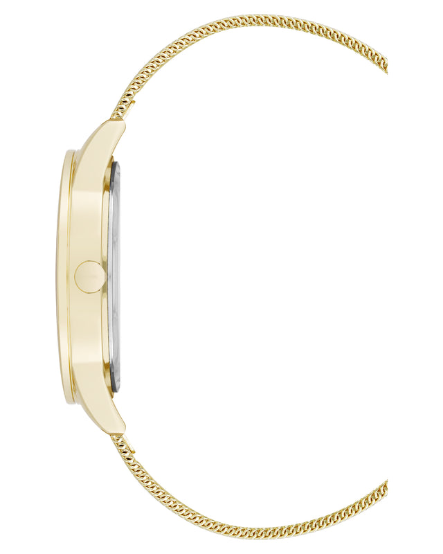 Nine West Mesh Bracelet Watch With Color Bezel