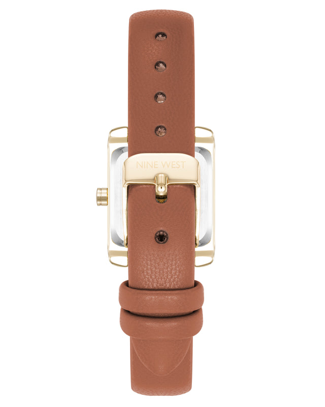 Nine West Mini Rectangular Case Strap Watch