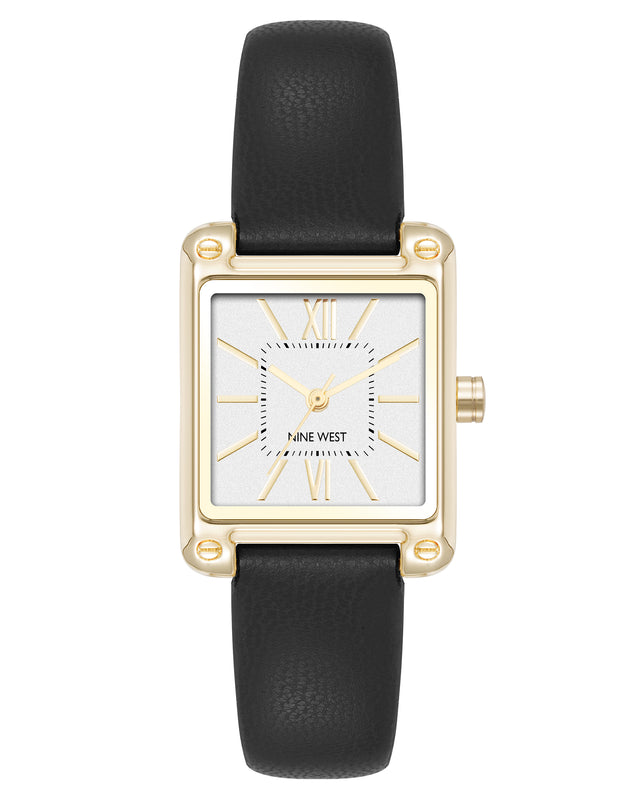 nine west Mini Rectangular Case Strap Watch