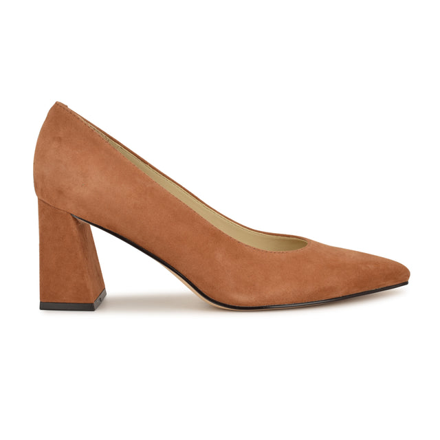 nine west Monda Leather Block Heel Pumps