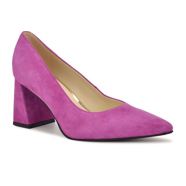 Nine West Monda Leather Block Heel Pumps
