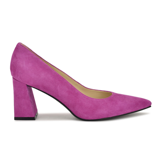 nine west Monda Leather Block Heel Pumps