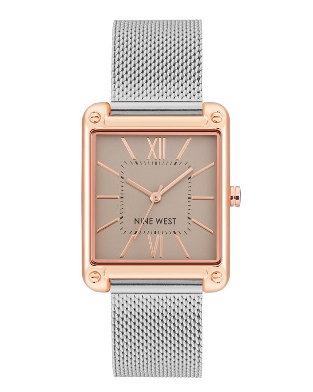 nine west Rectangular Case Mesh Bracelet Watch