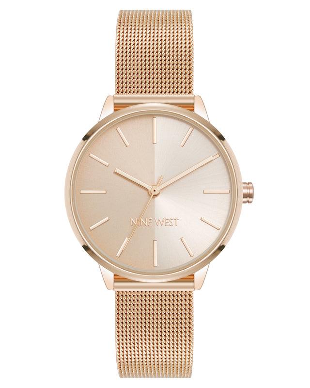 nine west Round Case Mesh Bracelet Watch