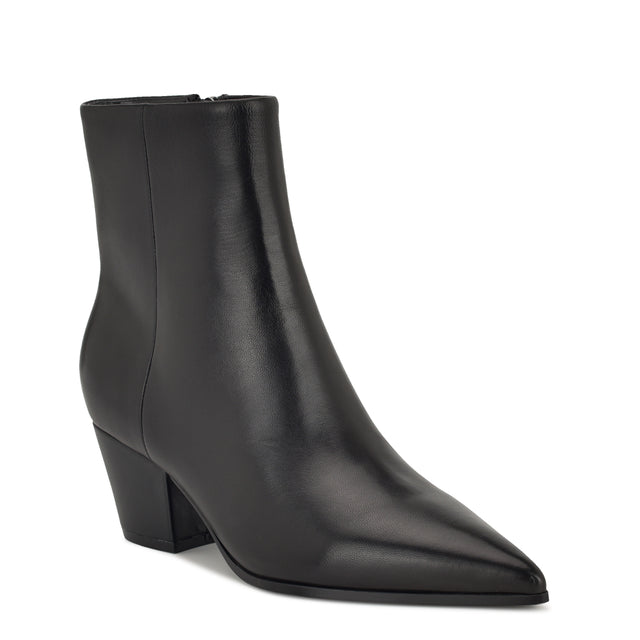 Nine West Savie Block Heel Ankle Leather Booties