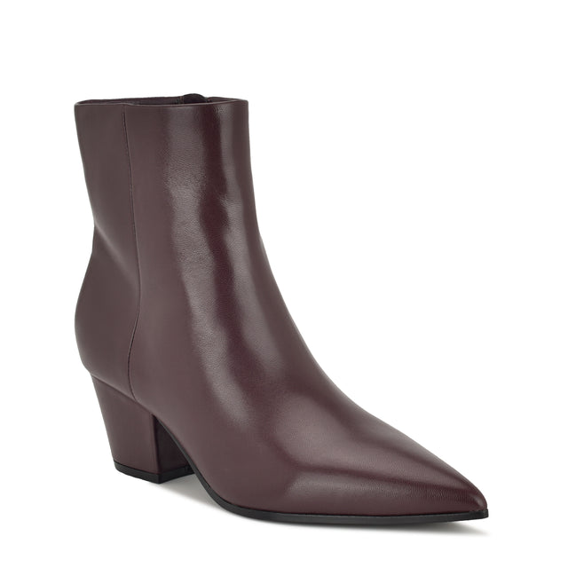 Nine West Savie Block Heel Ankle Leather Booties