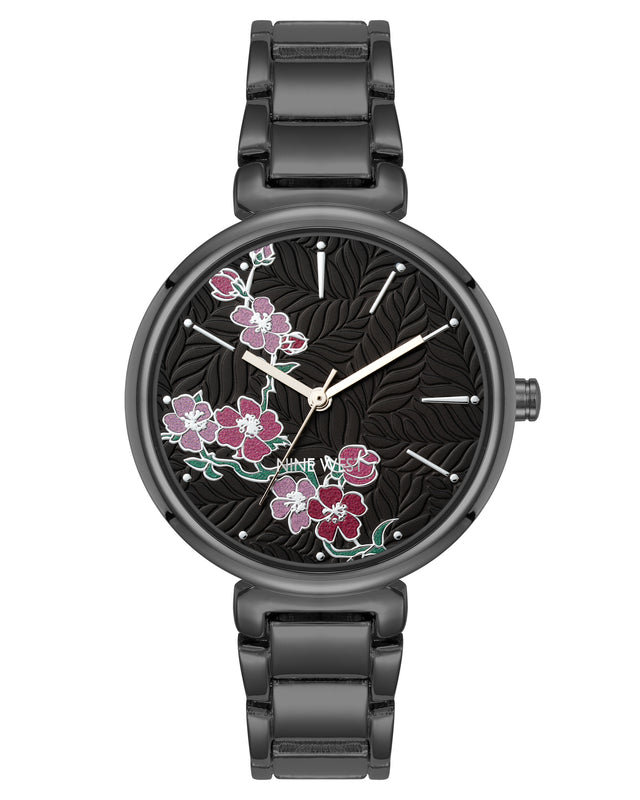 nine west Textured Floral Dial Bracelet Watch