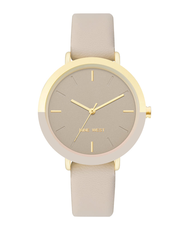 nine west Two-Tone Bezel Strap Watch
