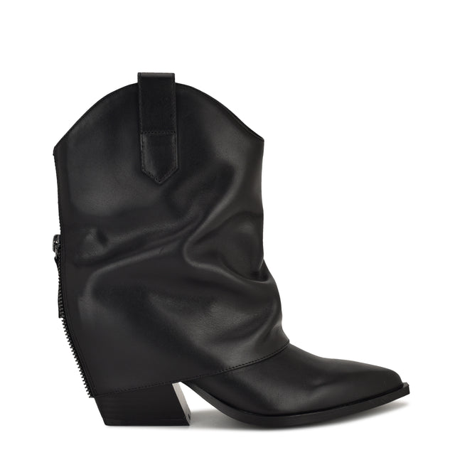 nine west Waxel Foldover Western Leather Booties