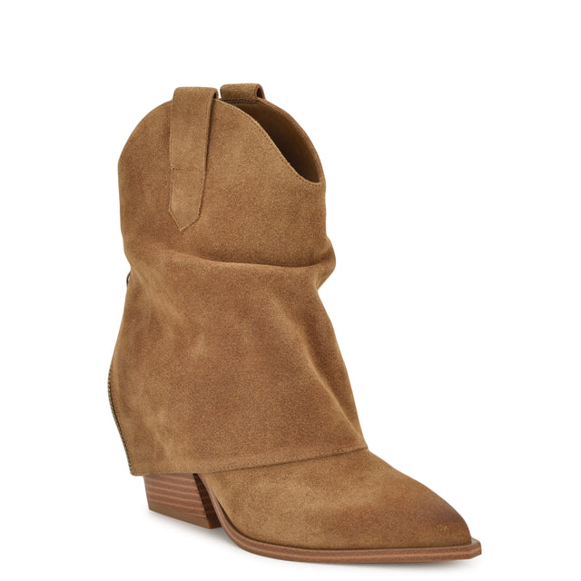 Nine West Waxel Foldover Western Leather Booties