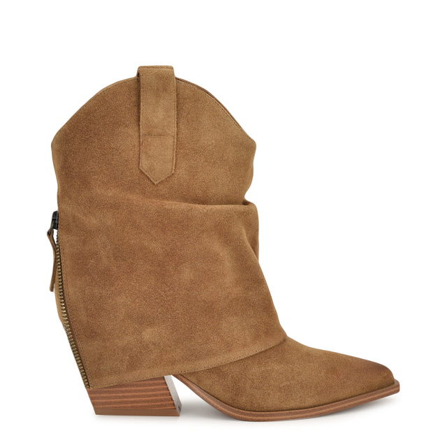 nine west Waxel Foldover Western Leather Booties