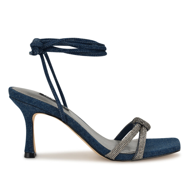 nine west Raqchel Rhinestone Bow Ankle Wrap Sandals